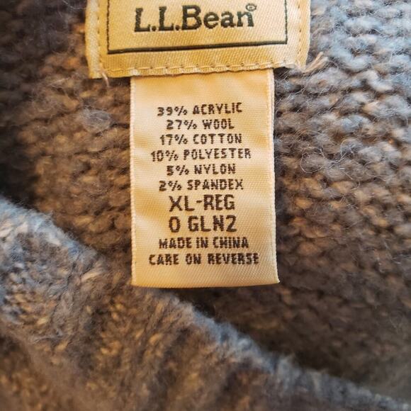 LL BEAN BLUE CABLEKNIT BUTTON DOWN SWEATER VEST SIZE XL - Picture 3 of 6